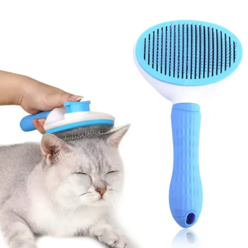 Self-Cleaning Pet Grooming Brush | Stainless Steel Hair Removal Brush for Dogs & Cats