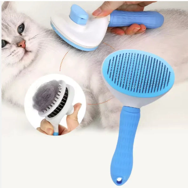 Self-Cleaning Pet Grooming Brush | Stainless Steel Hair Removal Brush for Dogs & Cats