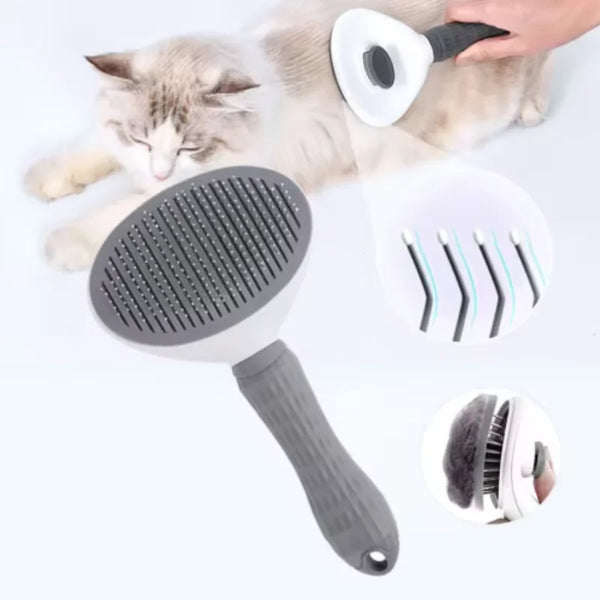 Self-Cleaning Pet Grooming Brush | Stainless Steel Hair Removal Brush for Dogs & Cats