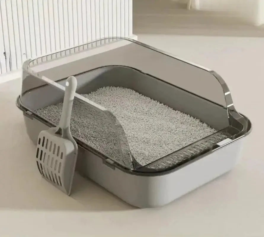 Indoor Cat Litter Box | Semi-Enclosed Design with High Sides for Cleanliness