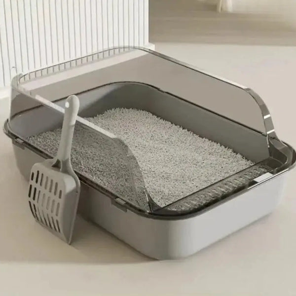 Indoor Cat Litter Box | Semi-Enclosed Design with High Sides for Cleanliness