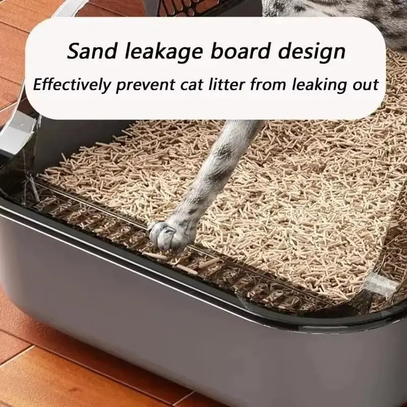 Indoor Cat Litter Box | Semi-Enclosed Design with High Sides for Cleanliness
