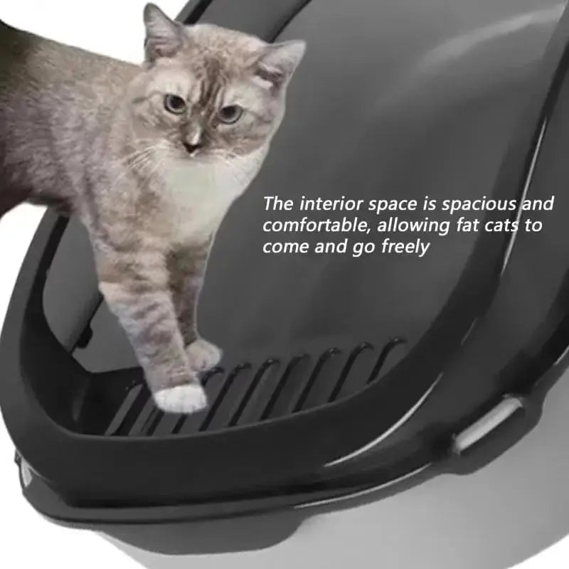 Indoor Cat Litter Box | Semi-Enclosed Design with High Sides for Cleanliness