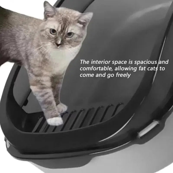 Indoor Cat Litter Box | Semi-Enclosed Design with High Sides for Cleanliness