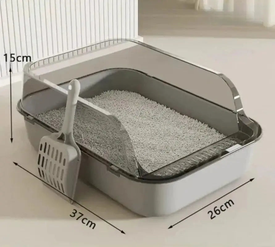 Indoor Cat Litter Box | Semi-Enclosed Design with High Sides for Cleanliness