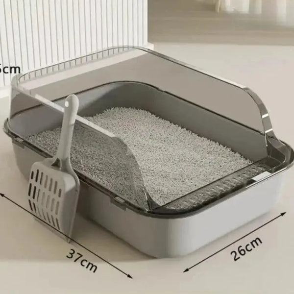 Indoor Cat Litter Box | Semi-Enclosed Design with High Sides for Cleanliness
