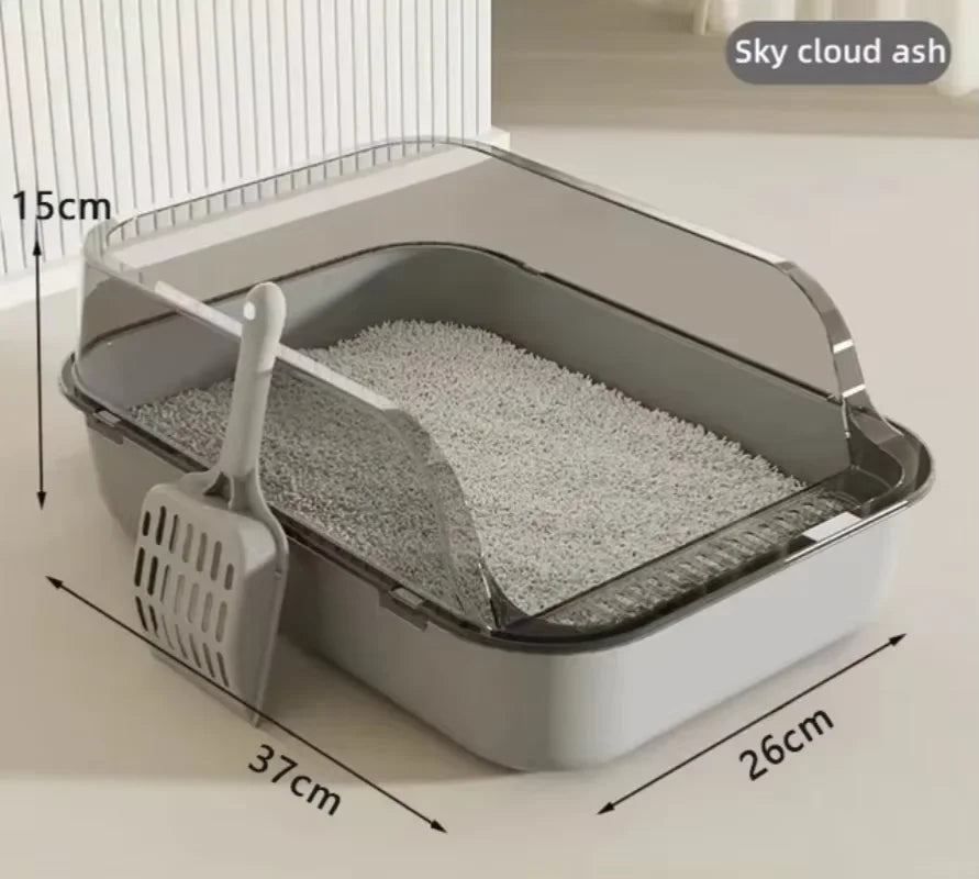 Indoor Cat Litter Box | Semi-Enclosed Design with High Sides for Cleanliness