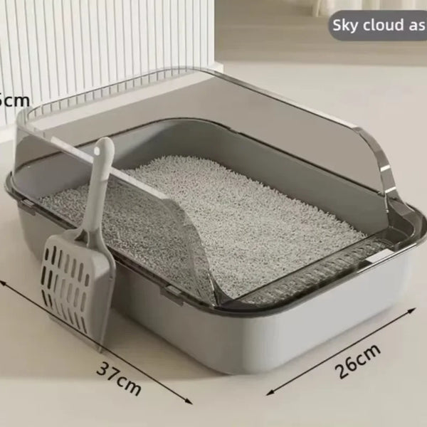 Indoor Cat Litter Box | Semi-Enclosed Design with High Sides for Cleanliness