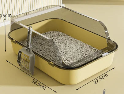 Indoor Cat Litter Box | Semi-Enclosed Design with High Sides for Cleanliness