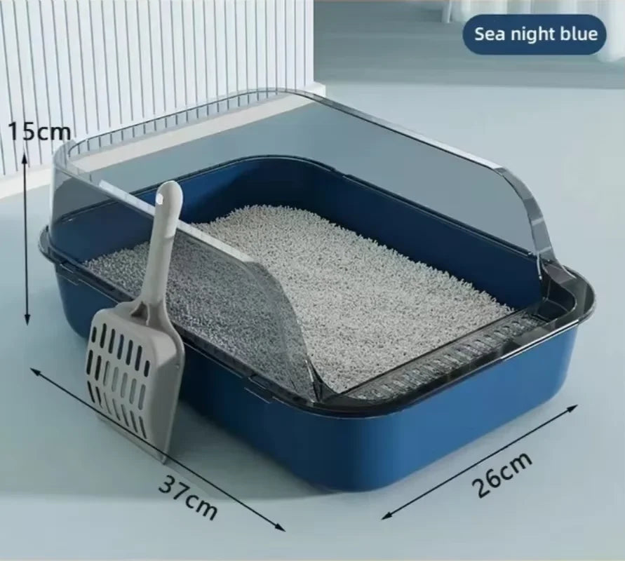 Indoor Cat Litter Box | Semi-Enclosed Design with High Sides for Cleanliness