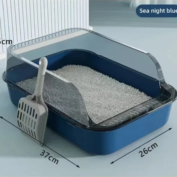 Indoor Cat Litter Box | Semi-Enclosed Design with High Sides for Cleanliness