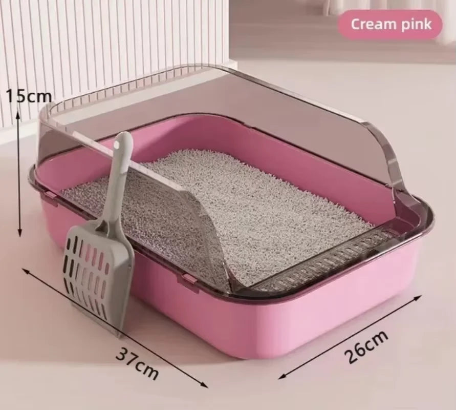 Indoor Cat Litter Box | Semi-Enclosed Design with High Sides for Cleanliness