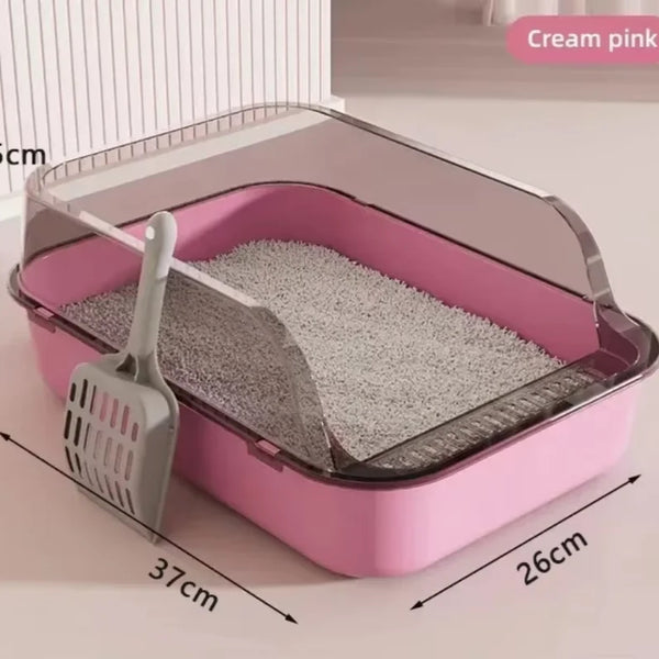 Indoor Cat Litter Box | Semi-Enclosed Design with High Sides for Cleanliness