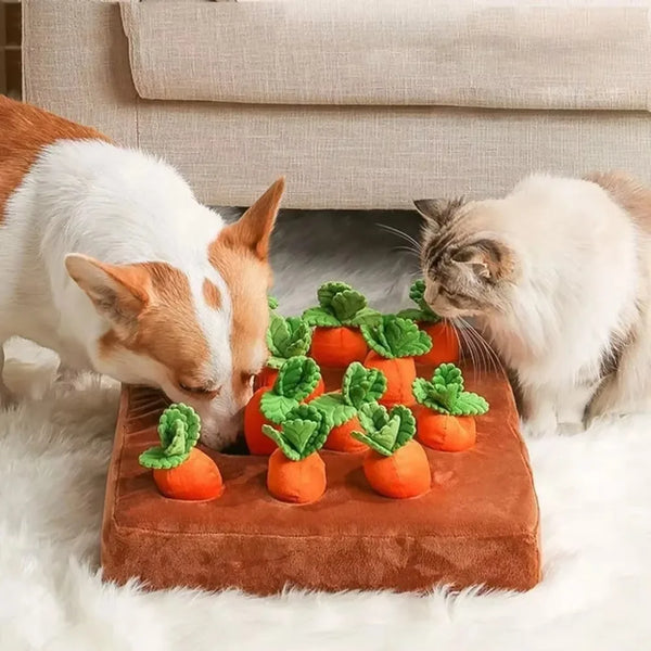 Carrot Snuffle Mat for Dogs & Cats | Interactive Cotton Foraging Puzzle Toy