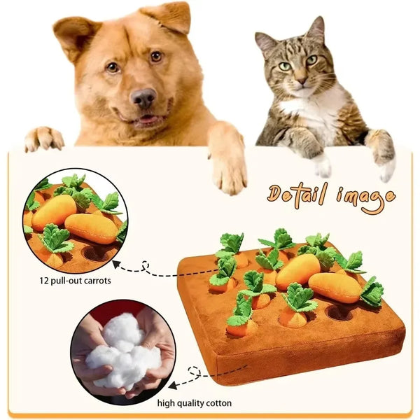 Carrot Snuffle Mat for Dogs & Cats | Interactive Cotton Foraging Puzzle Toy