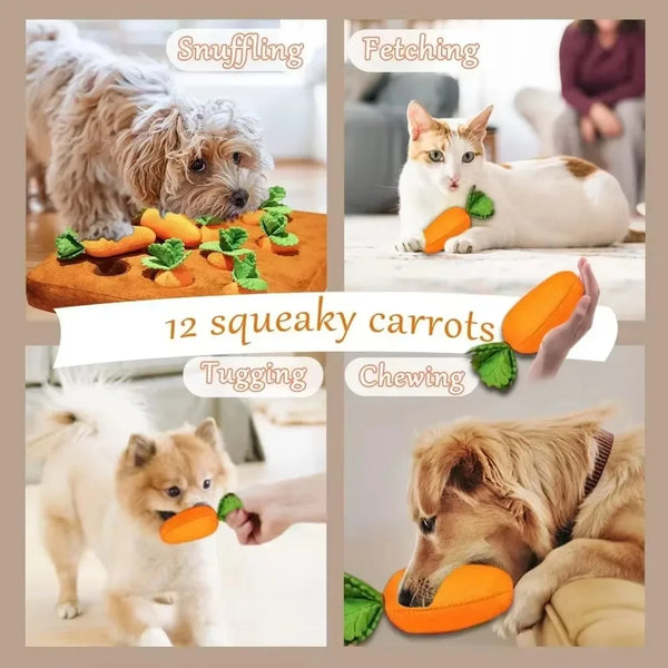 Carrot Snuffle Mat for Dogs & Cats | Interactive Cotton Foraging Puzzle Toy