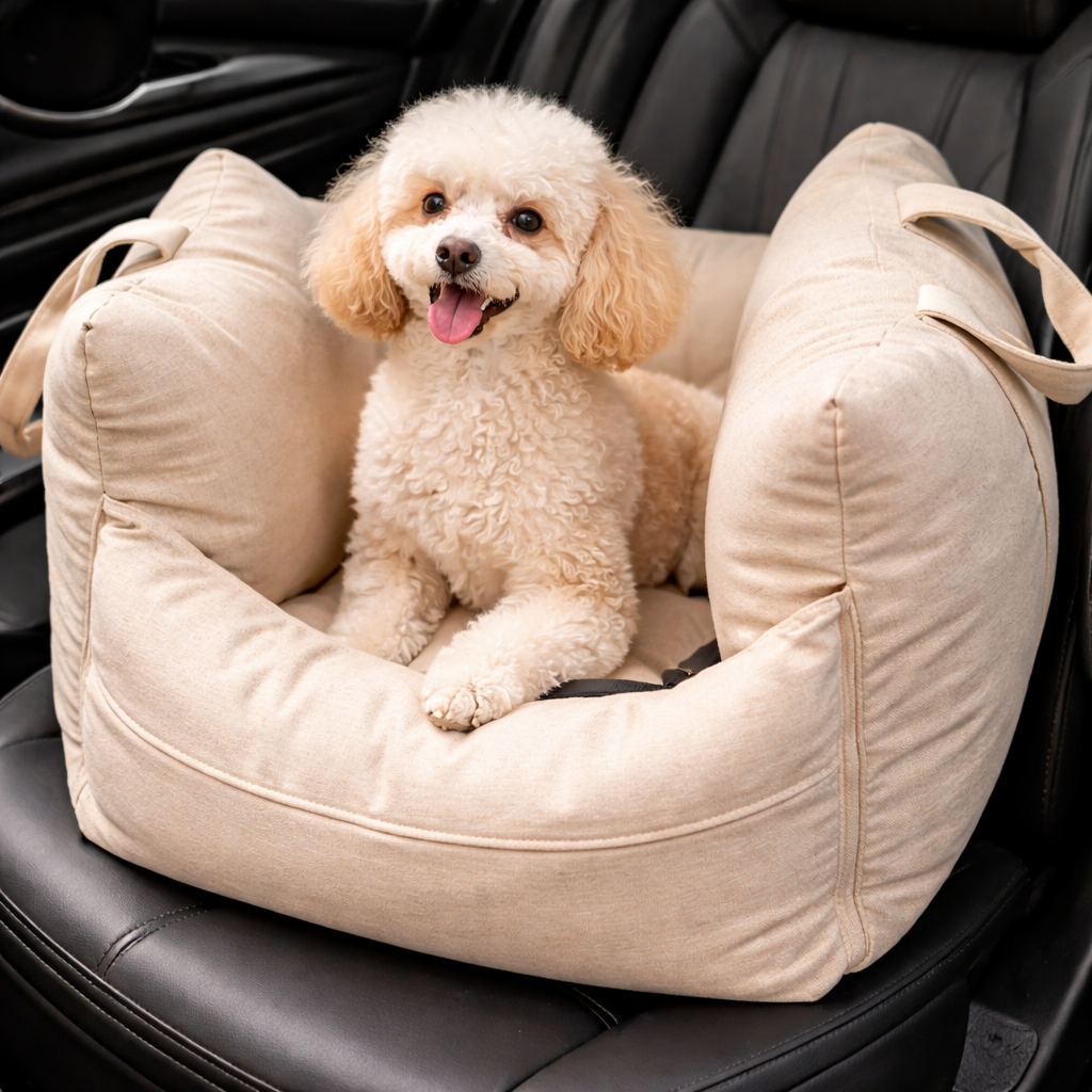 Luxury Dog Car Seat Bed with Waterproof Design & Adjustable Safety Leashes for Secure Travel 2