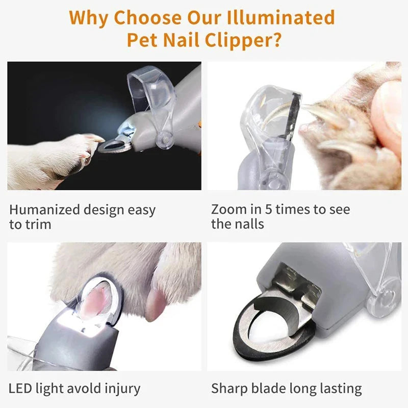 LED Pet Nail Clipper | Illuminated Safe Nail Trimmer for Dogs, Cats & Rabbits