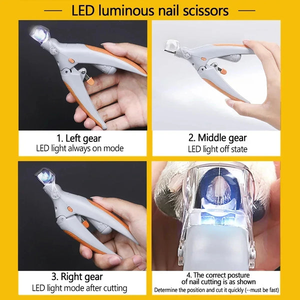LED Pet Nail Clipper | Illuminated Safe Nail Trimmer for Dogs, Cats & Rabbits