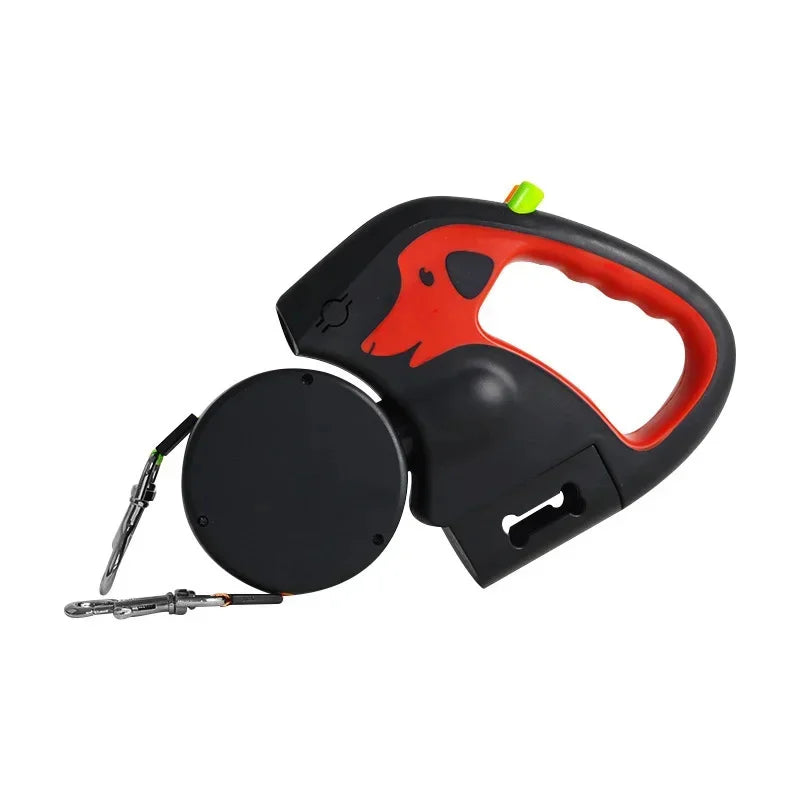 Dual-Head Retractable Dog Leash | USB Rechargeable LED Light Walking Leash