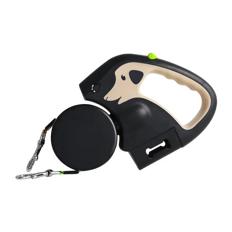 Dual-Head Retractable Dog Leash | USB Rechargeable LED Light Walking Leash