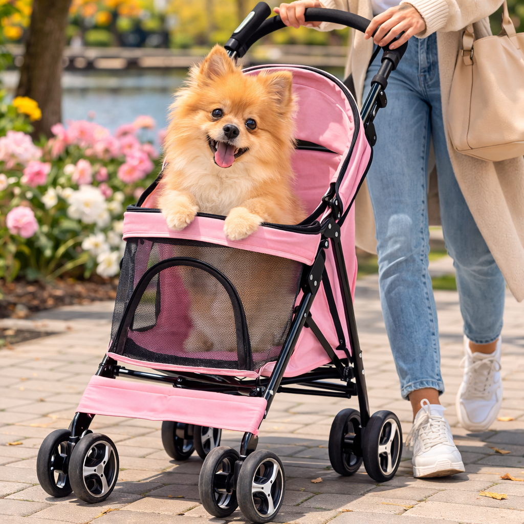 Pet Companion | Lightweight Dog & Cat Stroller with Breathable Mesh Panels | Easy Travel Solution for Comfort and Security 4