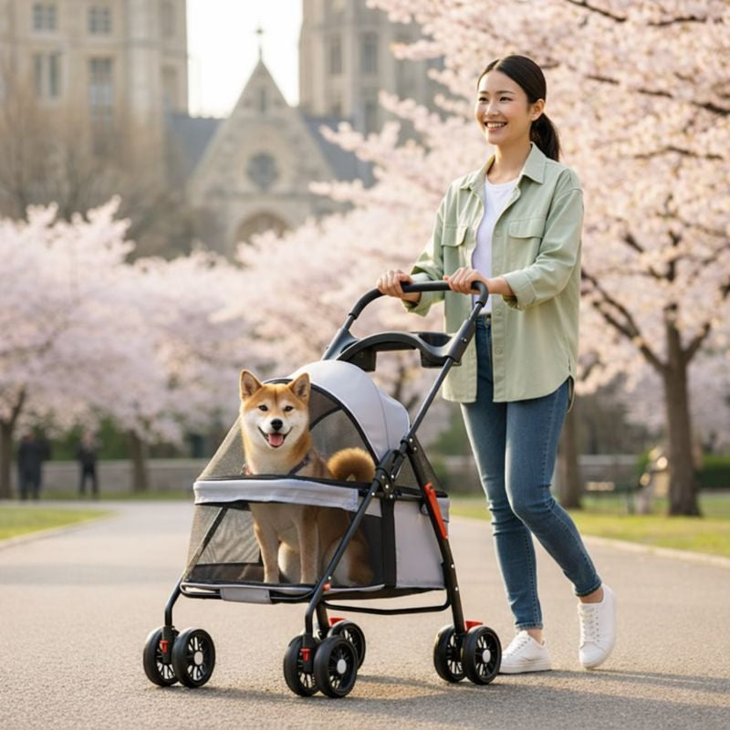 Pet Companion | Lightweight Dog & Cat Stroller with Breathable Mesh Panels | Easy Travel Solution for Comfort and Security 6