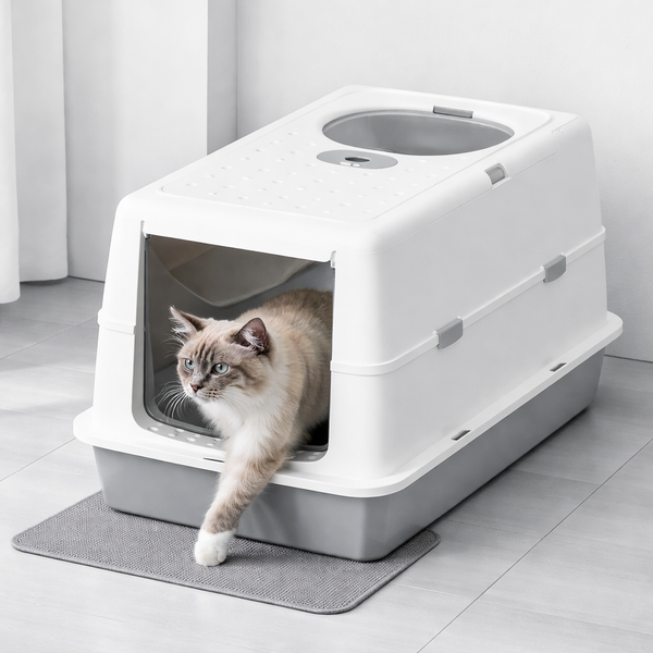 Premium Stainless Steel Cat Litter Box with Enclosed Design & Odor Control for Cleanliness 0
