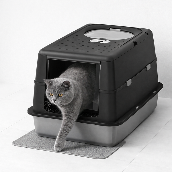 Premium Stainless Steel Cat Litter Box with Enclosed Design & Odor Control for Cleanliness 1