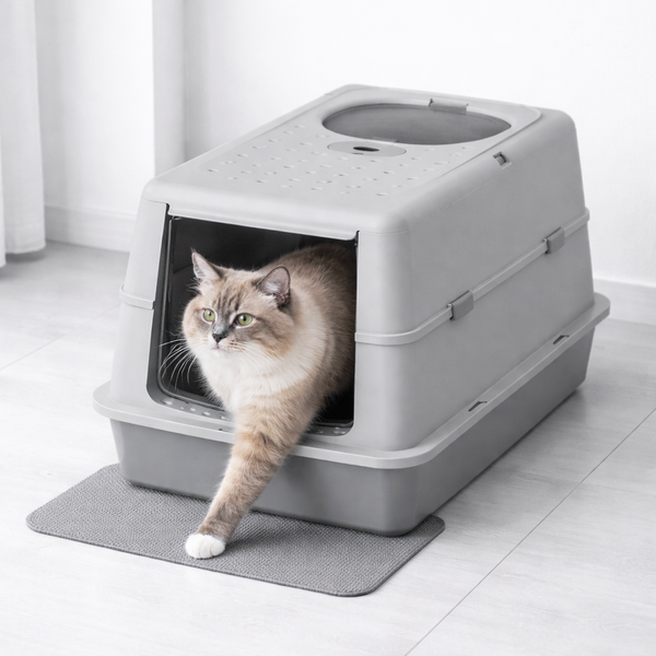 Premium Stainless Steel Cat Litter Box with Enclosed Design & Odor Control for Cleanliness 2