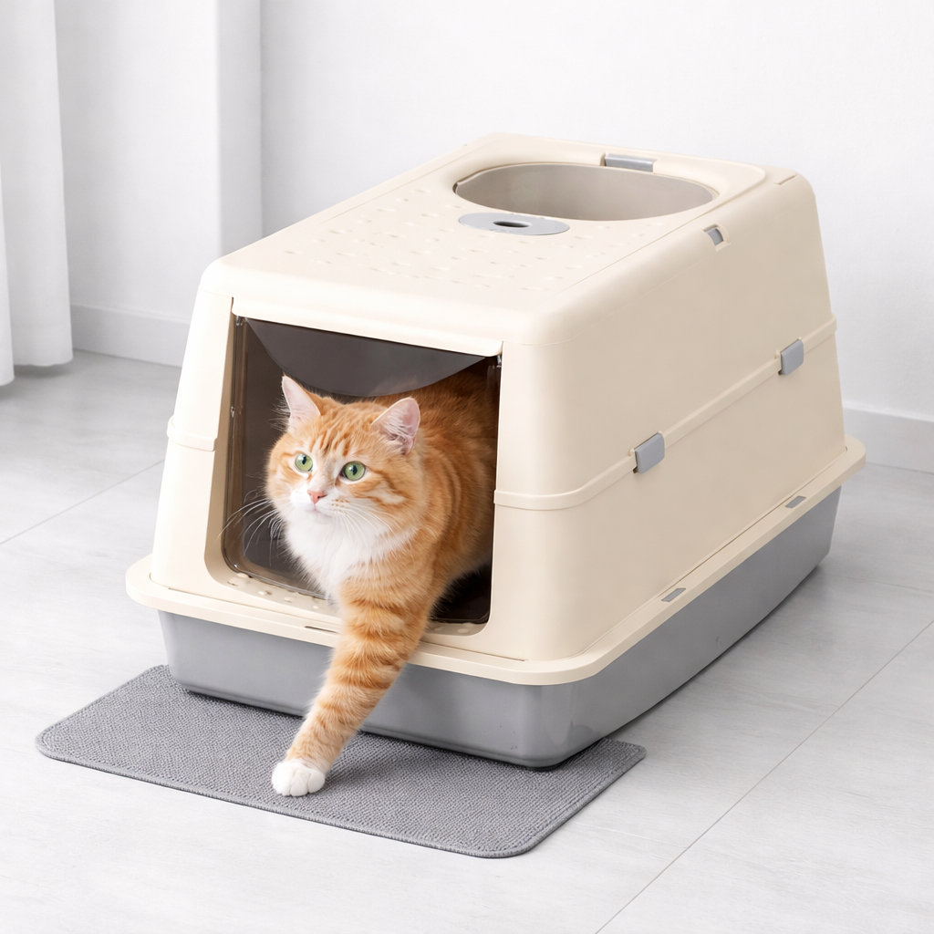 Premium Stainless Steel Cat Litter Box with Enclosed Design & Odor Control for Cleanliness 3
