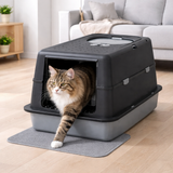 Premium Stainless Steel Cat Litter Box with Enclosed Design & Odor Control for Cleanliness 4
