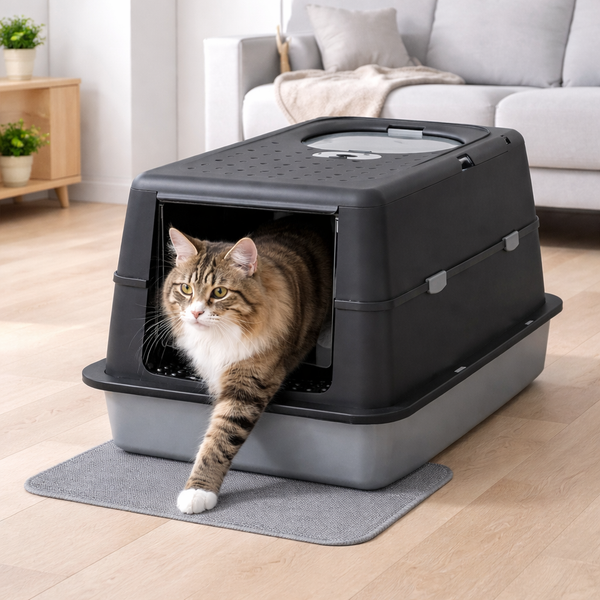 Premium Stainless Steel Cat Litter Box with Enclosed Design & Odor Control for Cleanliness 4