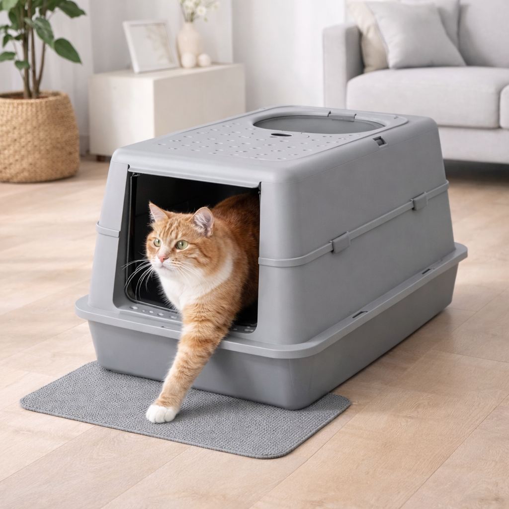Premium Stainless Steel Cat Litter Box with Enclosed Design & Odor Control for Cleanliness 5