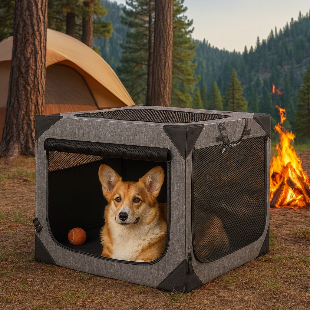 Ultimate Travel Haven | Large Dog Crate with Chew-Resistant Fabric | Lightweight & Ventilated Design for Comfort on the Go 1