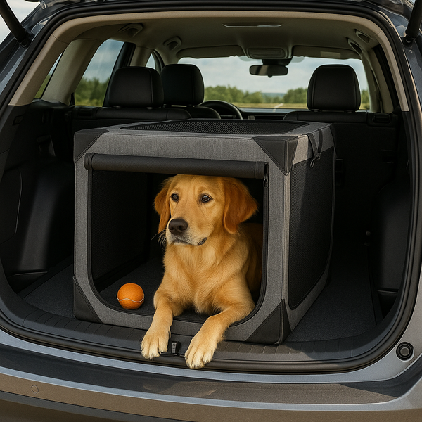 Ultimate Travel Haven | Large Dog Crate with Chew-Resistant Fabric | Lightweight & Ventilated Design for Comfort on the Go 4