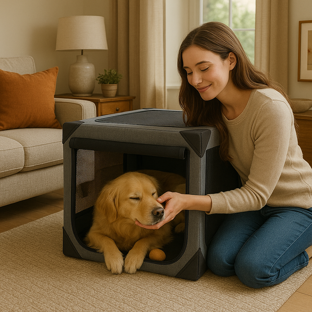 Ultimate Travel Haven | Large Dog Crate with Chew-Resistant Fabric | Lightweight & Ventilated Design for Comfort on the Go 6
