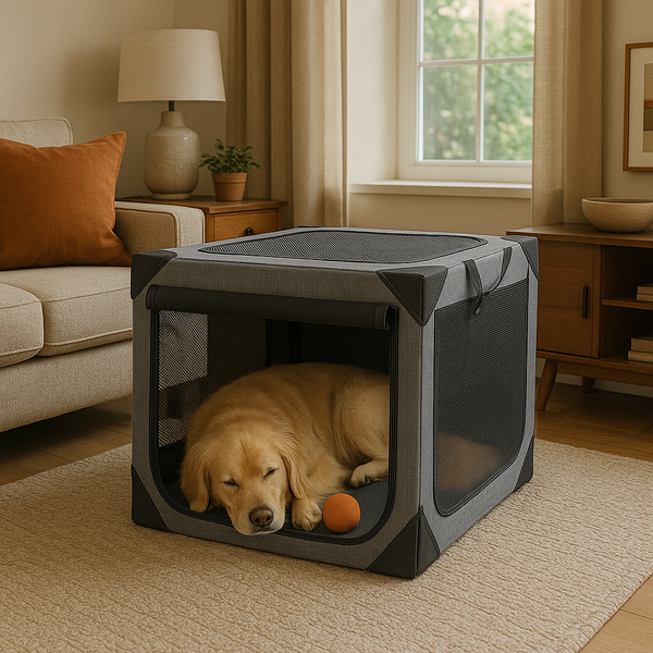 Ultimate Travel Haven | Large Dog Crate with Chew-Resistant Fabric | Lightweight & Ventilated Design for Comfort on the Go 7