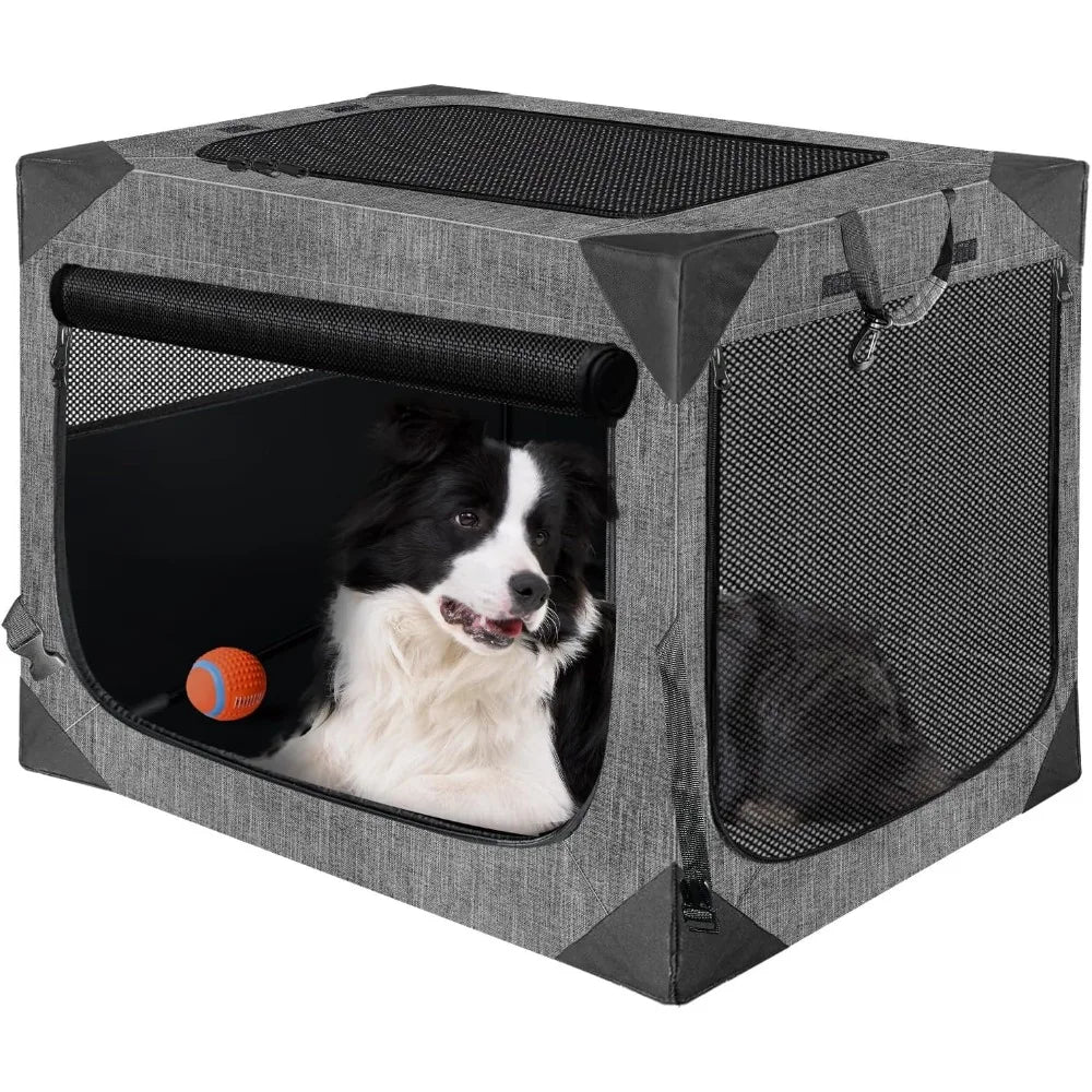 Ultimate Travel Haven | Large Dog Crate with Chew-Resistant Fabric | Lightweight & Ventilated Design for Comfort on the Go 8