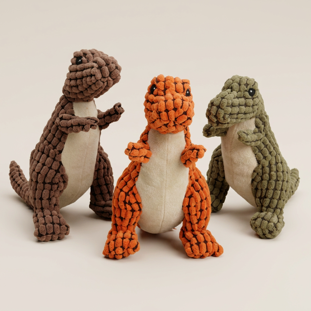 Plush Dinosaur Squeaky Dog Toy | Soft Corn Velvet Chew Toy for Dogs & Cats