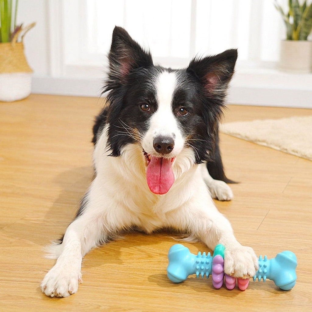 TPR Dog Chew Bone Toy | Bite-Resistant Dental Chew Toy for Teething Dogs