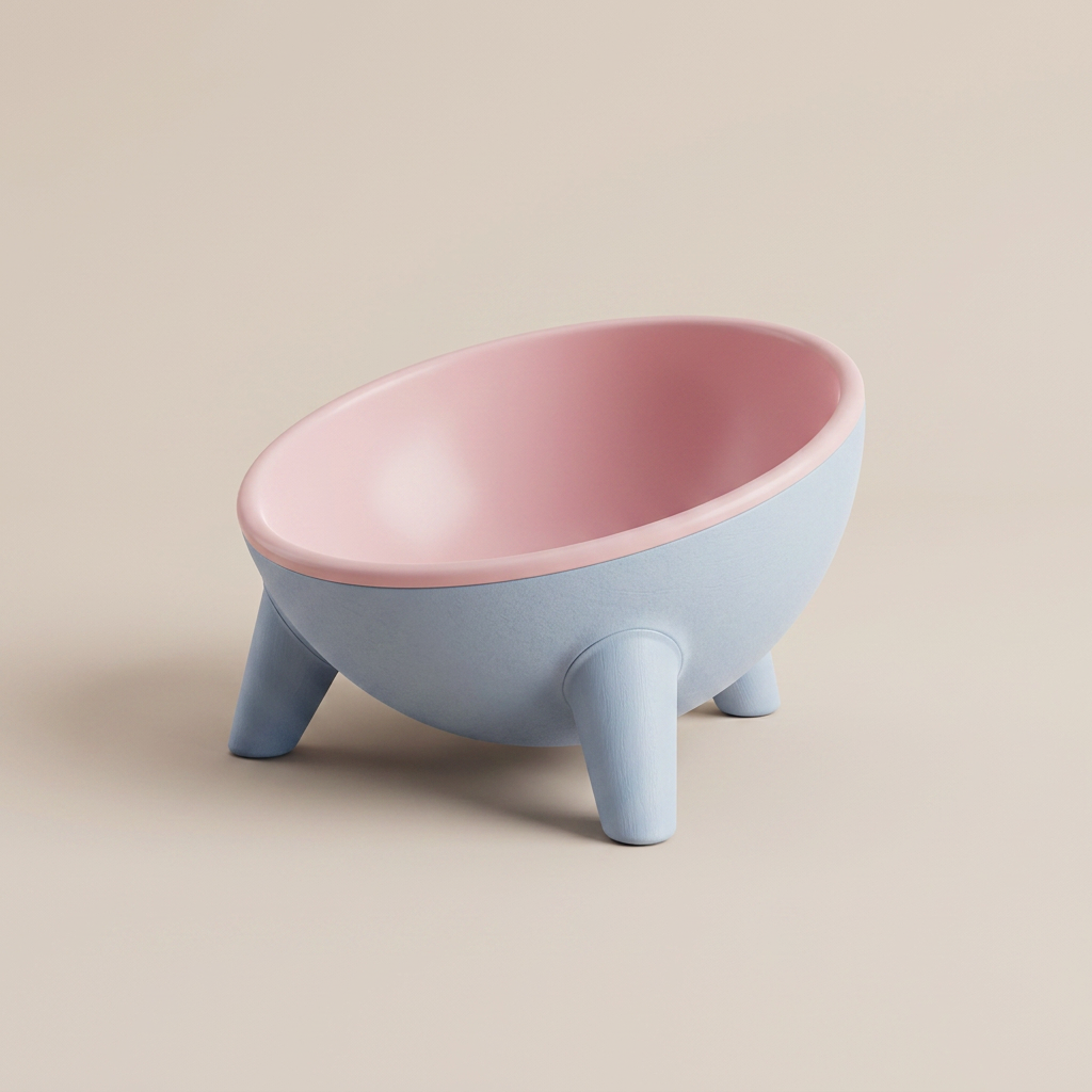 Modern Raised Tilted Pet Bowl | 15° Angled Food-Grade Feeding Bowl for Cats & Dogs