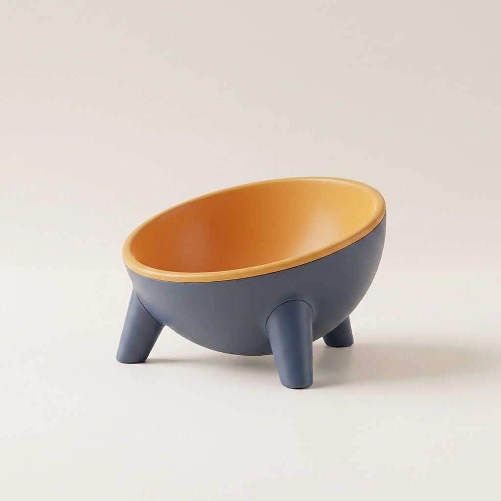 Modern Raised Tilted Pet Bowl | 15° Angled Food-Grade Feeding Bowl for Cats & Dogs