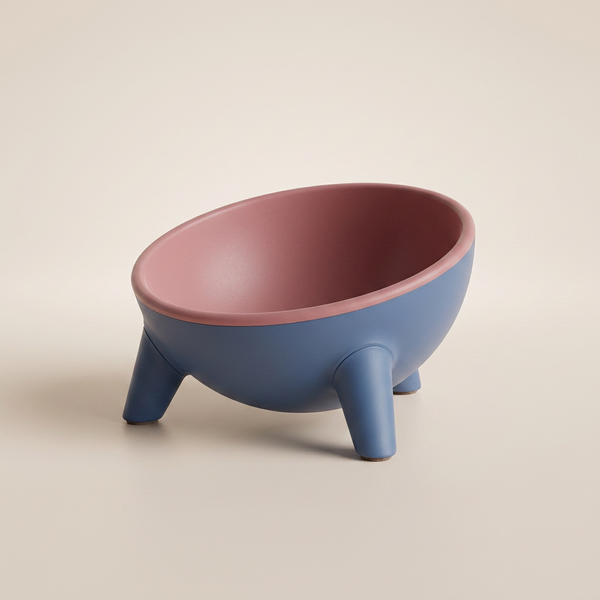 Modern Raised Tilted Pet Bowl | 15° Angled Food-Grade Feeding Bowl for Cats & Dogs
