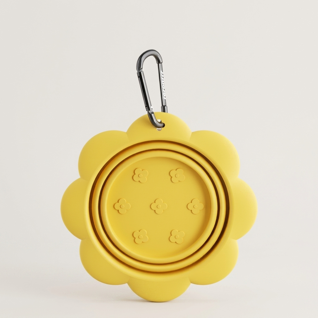 Collapsible Silicone Dog Travel Bowl with Carabiner | Foldable Pet Bowl for Walks & Camping