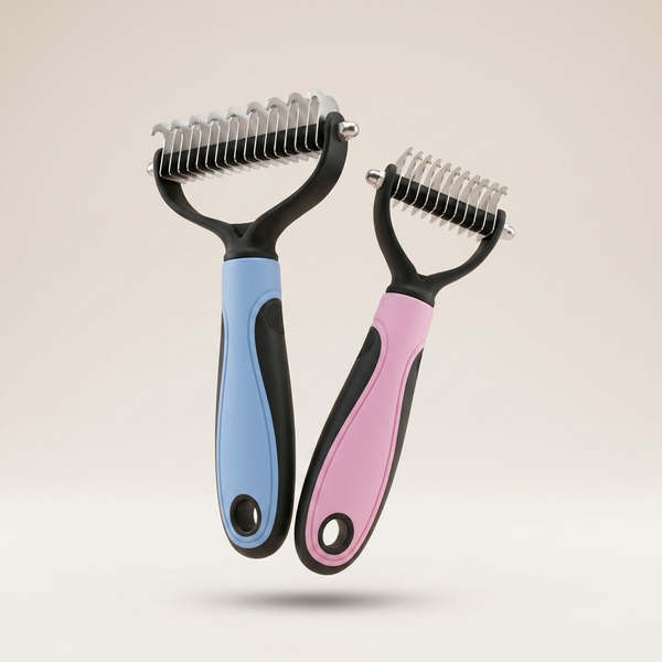 Double-Sided Pet Grooming Brush | Button Hair Removal Comb for Dogs & Cats