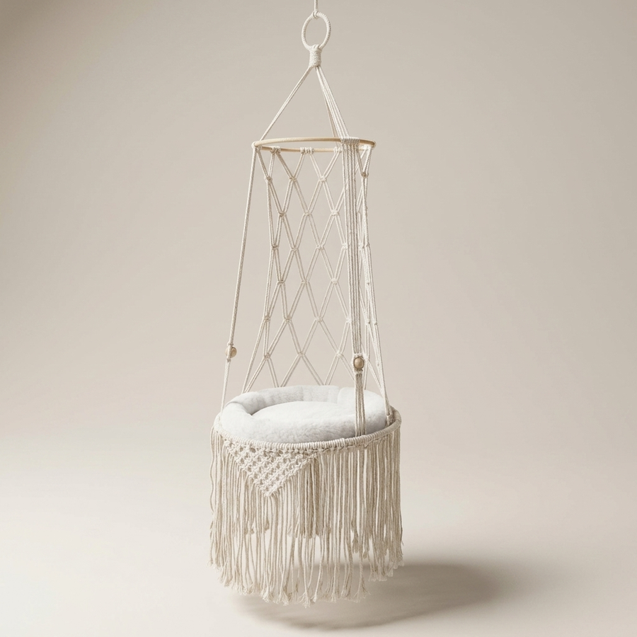 Macrame Cat Hammock | Wall-Mounted Hanging Bed & Swing for Cats