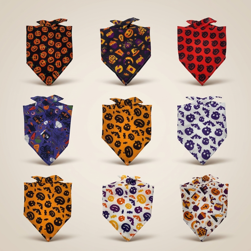 Halloween Dog Bandana Scarf | Tie-Dye Triangle Scarf for Dogs & Cats