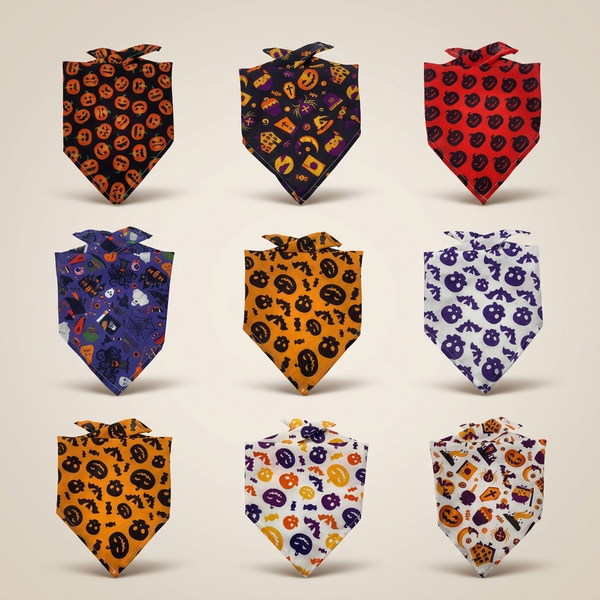 Halloween Dog Bandana Scarf | Tie-Dye Triangle Scarf for Dogs & Cats