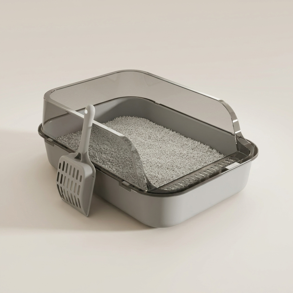 Indoor Cat Litter Box | Semi-Enclosed Design with High Sides for Cleanliness